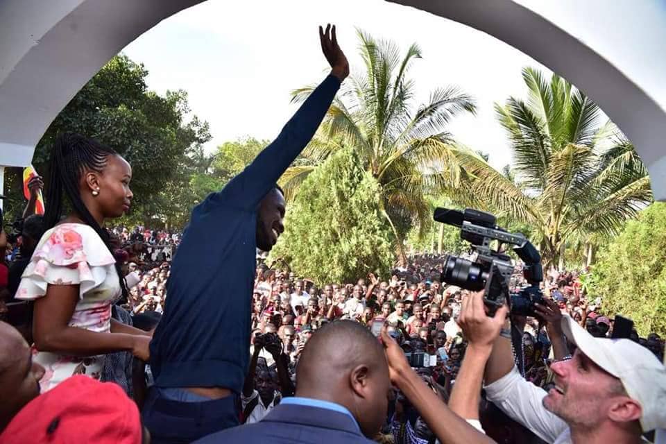 Magere erupts in jubilation as Bobi Wine arrives home
